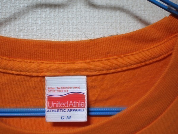 rsrs5-230 UnitedAthle ユナイテッドアスレ 【オリジナルTシャツ♪】トップス カジュアル Tシャツ 半袖 プリント入り オレンジ Mサイズ_画像3