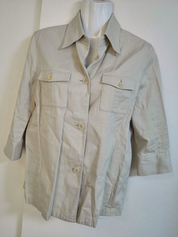 jjyk5-617 i*n*e Ine shirt jacket 7 minute sleeve beige cotton 2