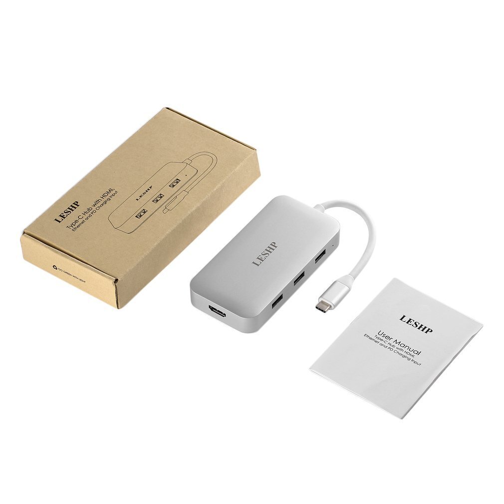 LESHP Type-C USB ハブ Macbook 対応【6in1】超軽量 HDMI 4K USB3.0 LAN 充電可 Macbook2016 Macbook Pro Chromebook 変換ハブ_画像8