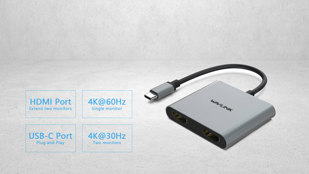 WAVLINK USB type-C-デュアル HDMI アダプター 4Kミニドッキングステーション MacBook Pro 2019/iPad Pro 2020などな機種と互換_画像5