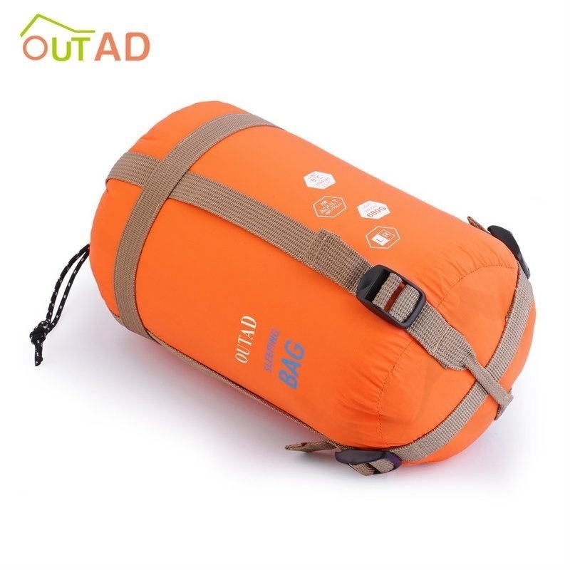 【新品・オレンジ色】OUTAD 通気性 超軽量 エンベロープ型 寝袋 320D アウトドア キャンプ 旅行 マルチファンクション ミニ 防水 通気性の画像1
