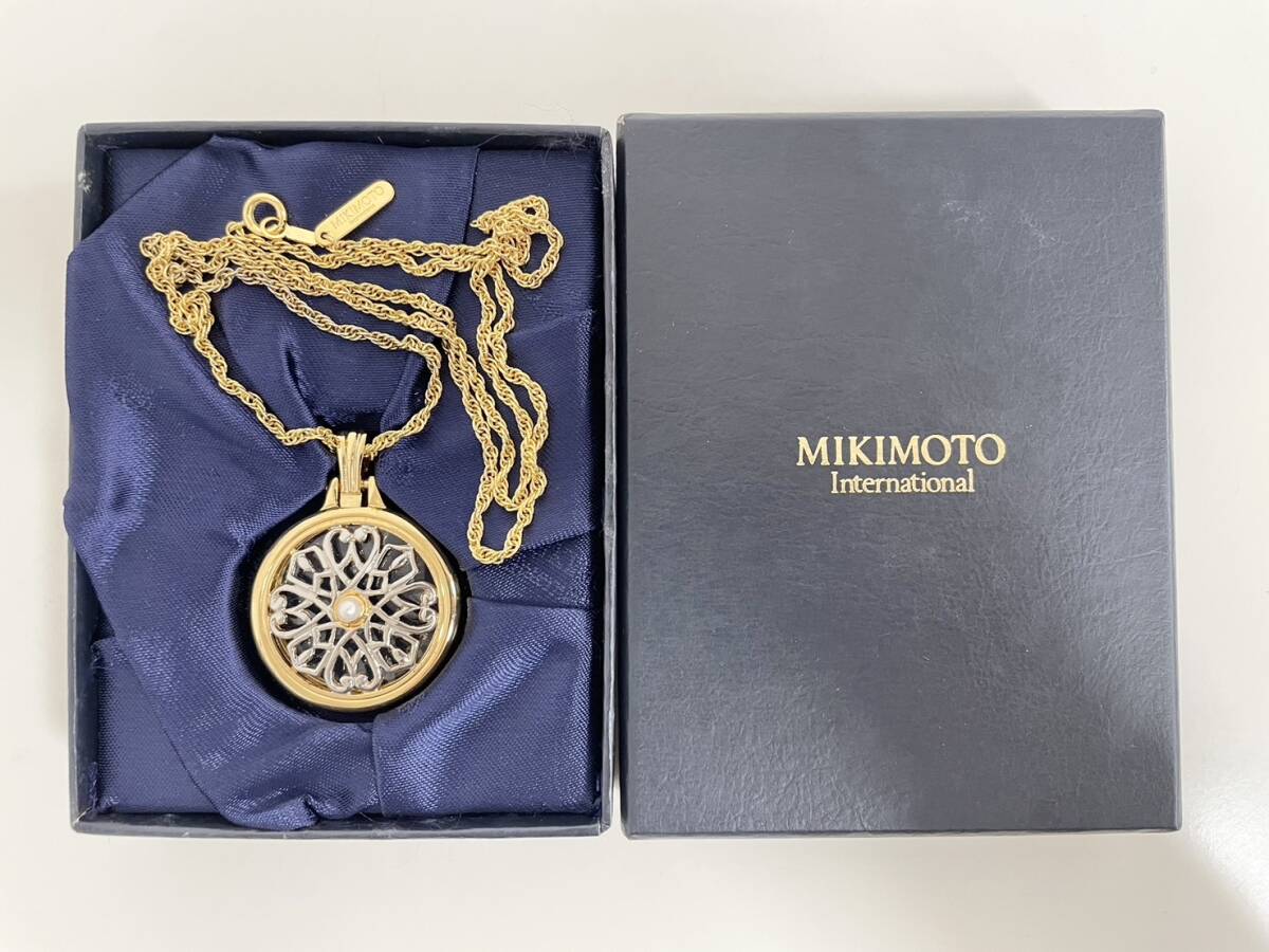 1円～☆【MIKIMOTO ミキモト ルーペネックレス ベビーパール】ペンダントルーペ/パール/アコヤ真珠/ゴールドカラー ☆の画像1