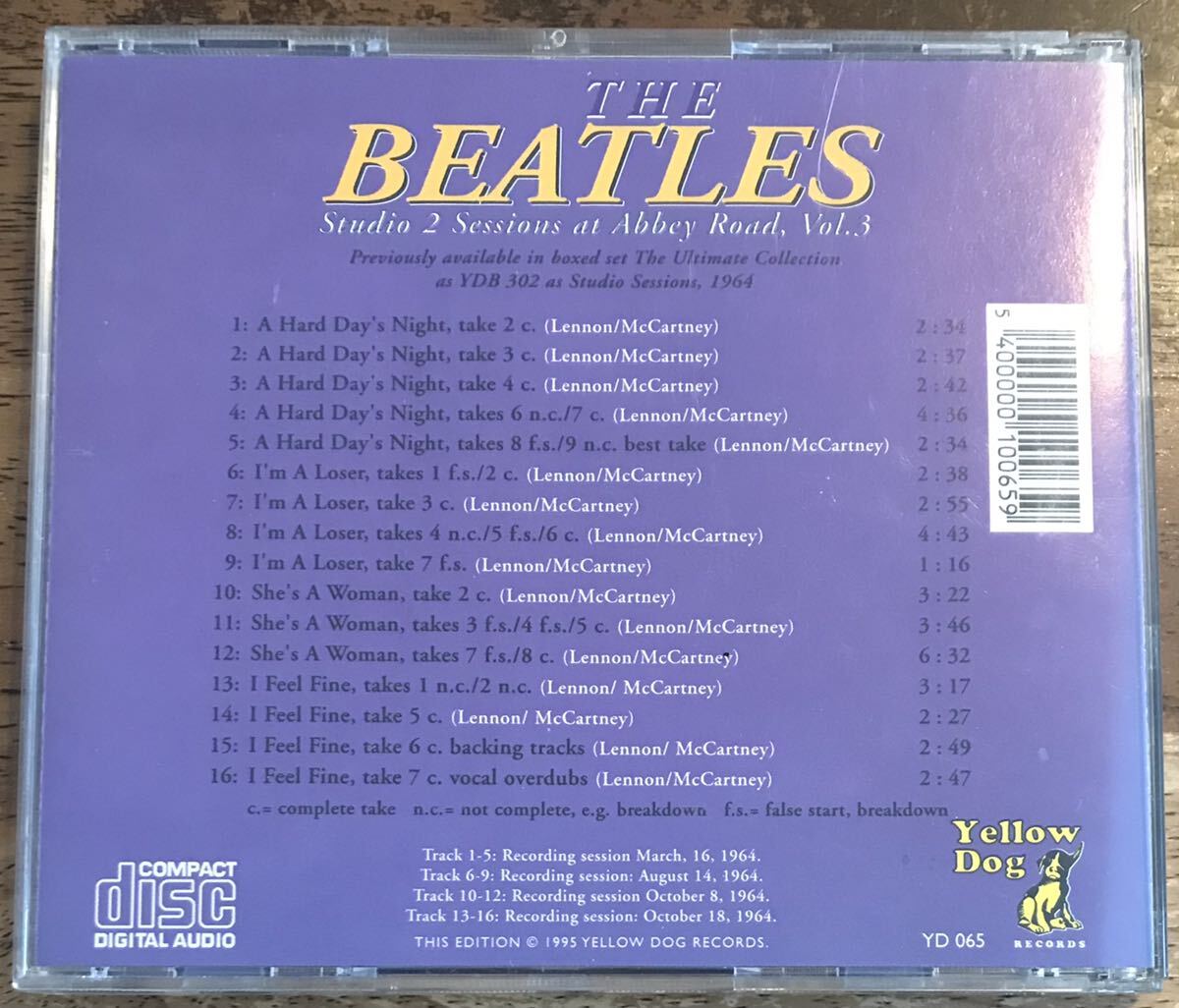 The Beatles / Studio 2 Sessions at Abbey Road, Vol. 3 (1CD/pressed CD) / Studio Sessions 1964 / Yellow Dog Records / ビートルズ /_画像2