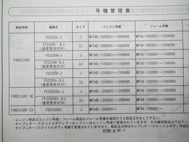 フォーサイト SE パーツリスト 7版 ホンダ 正規 中古 バイク 整備書 MF04-100～130 KFG FES250 bC 車検 パーツカタログ 整備書_11KFGVJ7