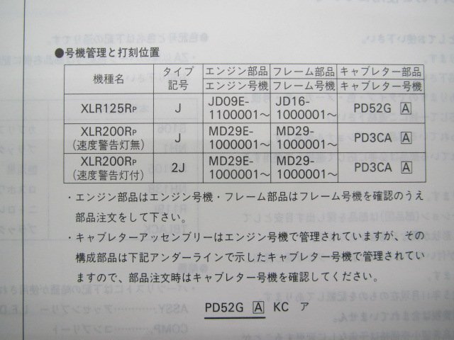 XLR125R XLR200R パーツリスト 2版 ホンダ 正規 中古 バイク 整備書 JD16-100 MD29-100 KCN Lj 車検 パーツカタログ 整備書_11KCNPJ2