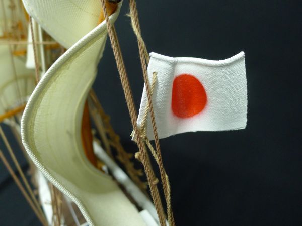 O179 【大型帆船模型 「日本丸」 台座付】 幅約74cm 高さ約58cm/160の画像6
