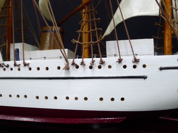O179 【大型帆船模型 「日本丸」 台座付】 幅約74cm 高さ約58cm/160の画像4