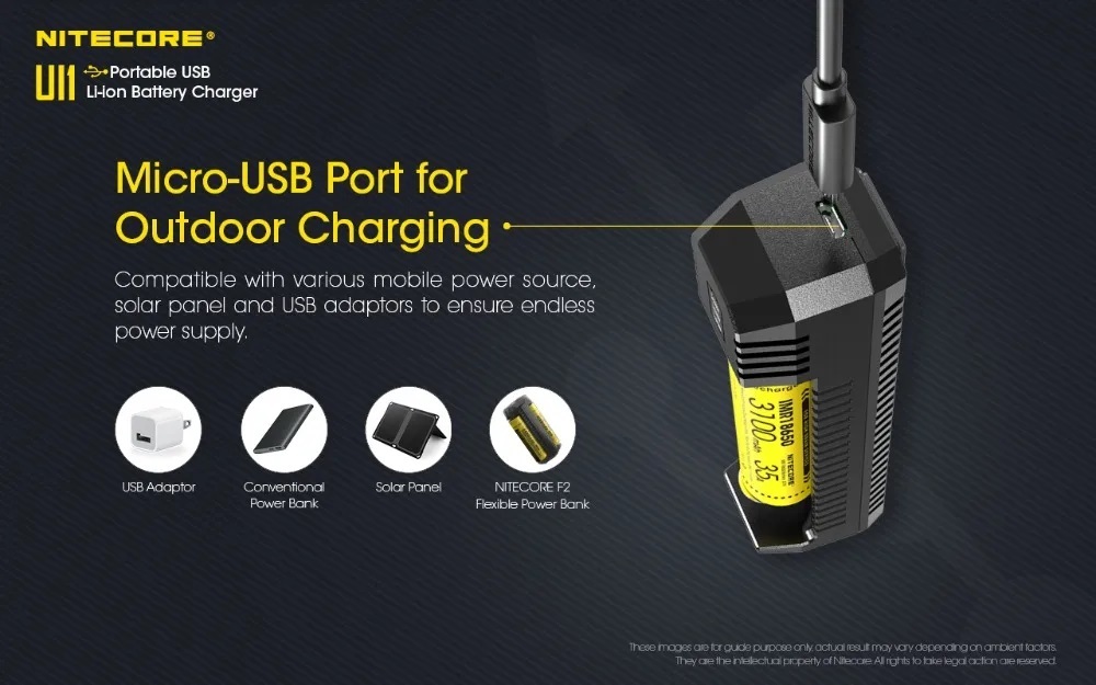 NITECORE UI1 lithium battery charger [ new goods ]RCR123 16340 18650 14500 18650 21700 22650 26650 keeppower fenix Night core 