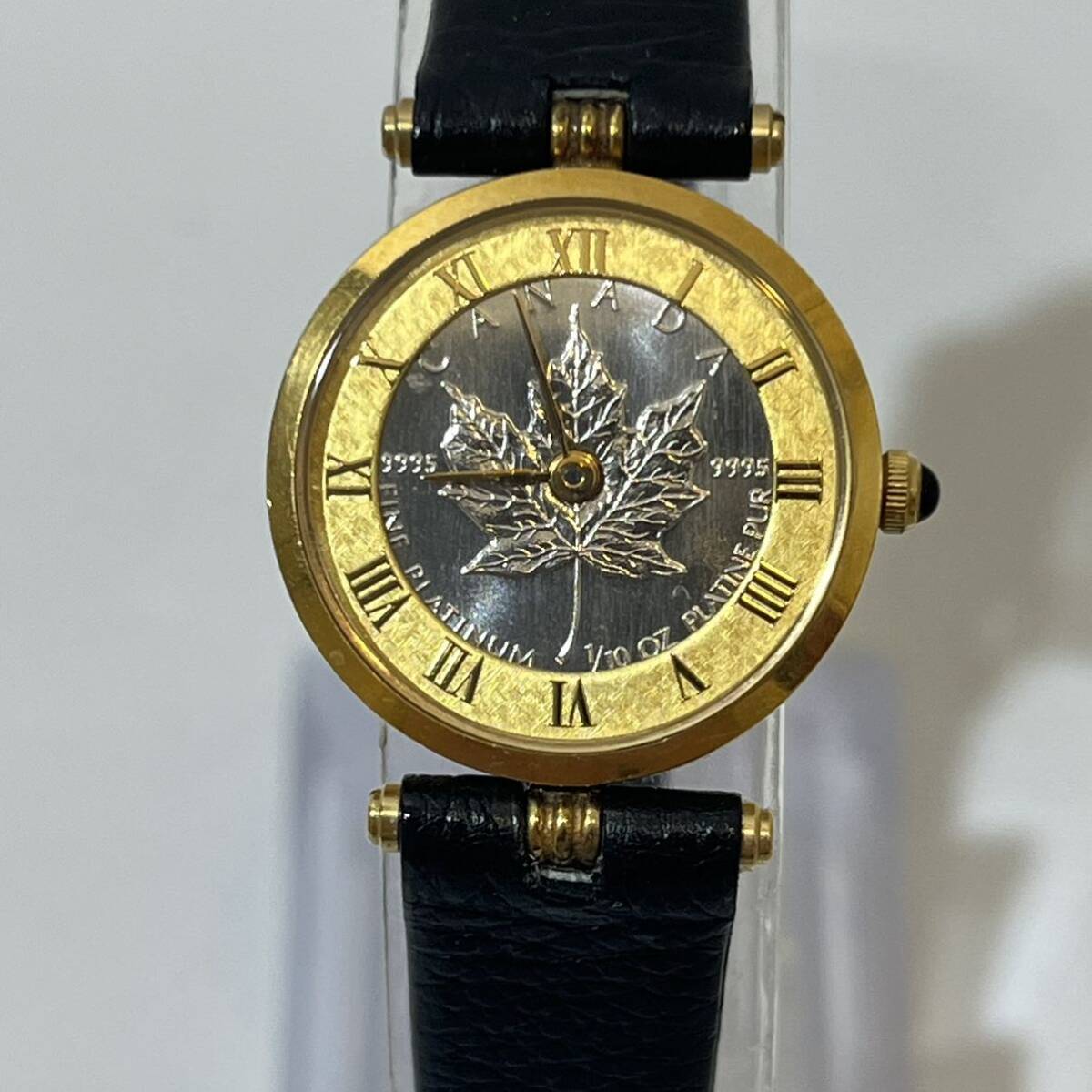 【TF0331】クレアトゥール 1/10oz カナダメイプルプラチナコイン 腕時計 ケース750 ホールマーク有り K18 Pt999.9 貴金属 アクセサリーの画像4