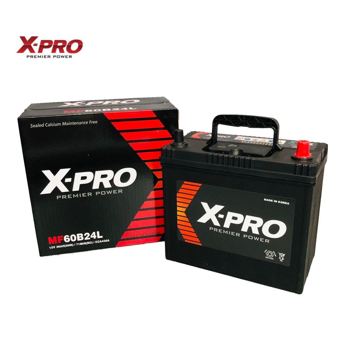 高性能 長寿命 X-PRO カーバッテリー MF60B24L [ 46B24L 50B24L 55B24L 対応 ] シールド型(密閉式）メンテナンスフリー_画像3