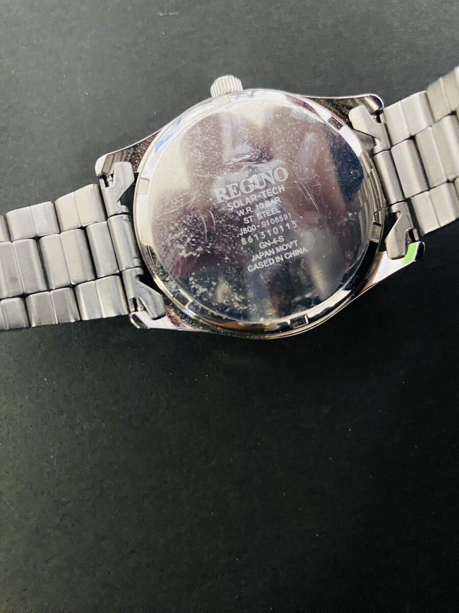 【2d87】 REGUNO レグノ ソーラーテック ウォッチ 腕時計 シルバー系 CITIZEN シチズン 稼働品 の画像6