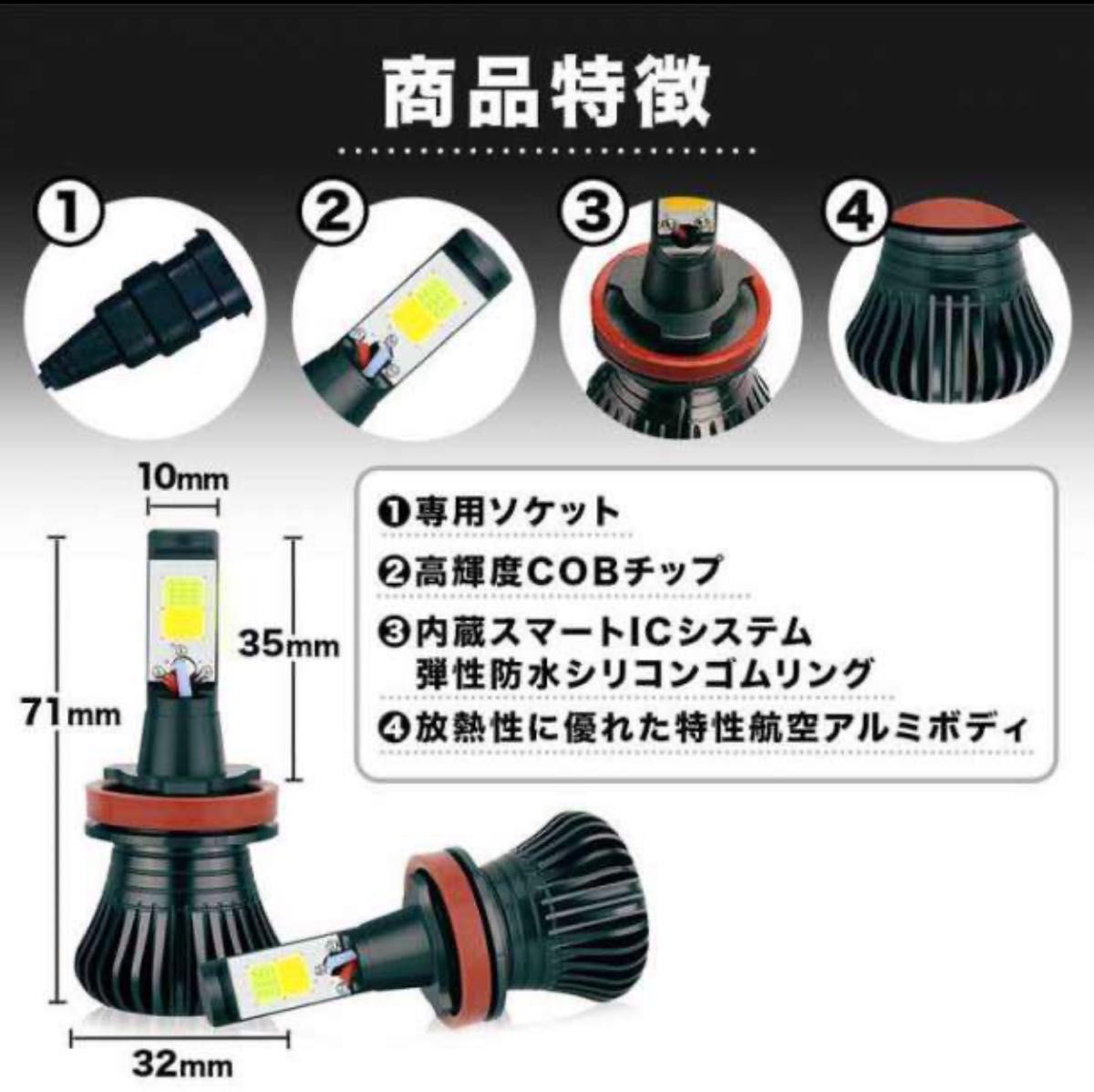 フォグランプ ヘッドライト 切り替え式 H8 H11 LED 2色　580