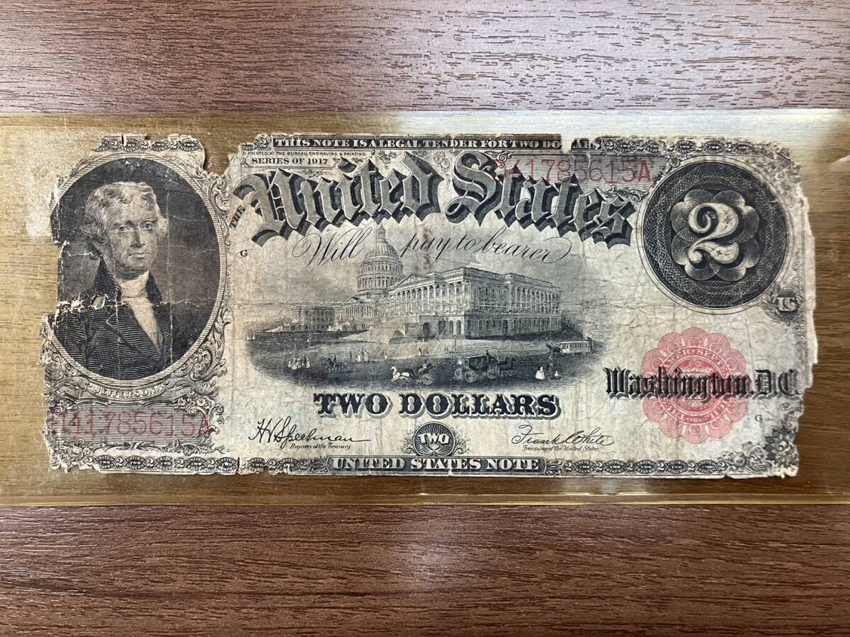 アメリカ 2ドル 紙幣 旧札 1917年 50セント 銀貨 ケネディ 1964年 12.4g 古銭　コレクター　コレクション　管3677_画像2