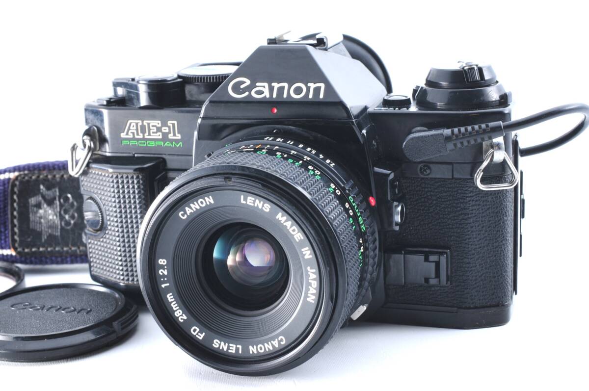 Canon キャノン AE-1 Program Black 35mm Film Camera + NFD 28mm F/2.8 現状品 ジャンク #305A