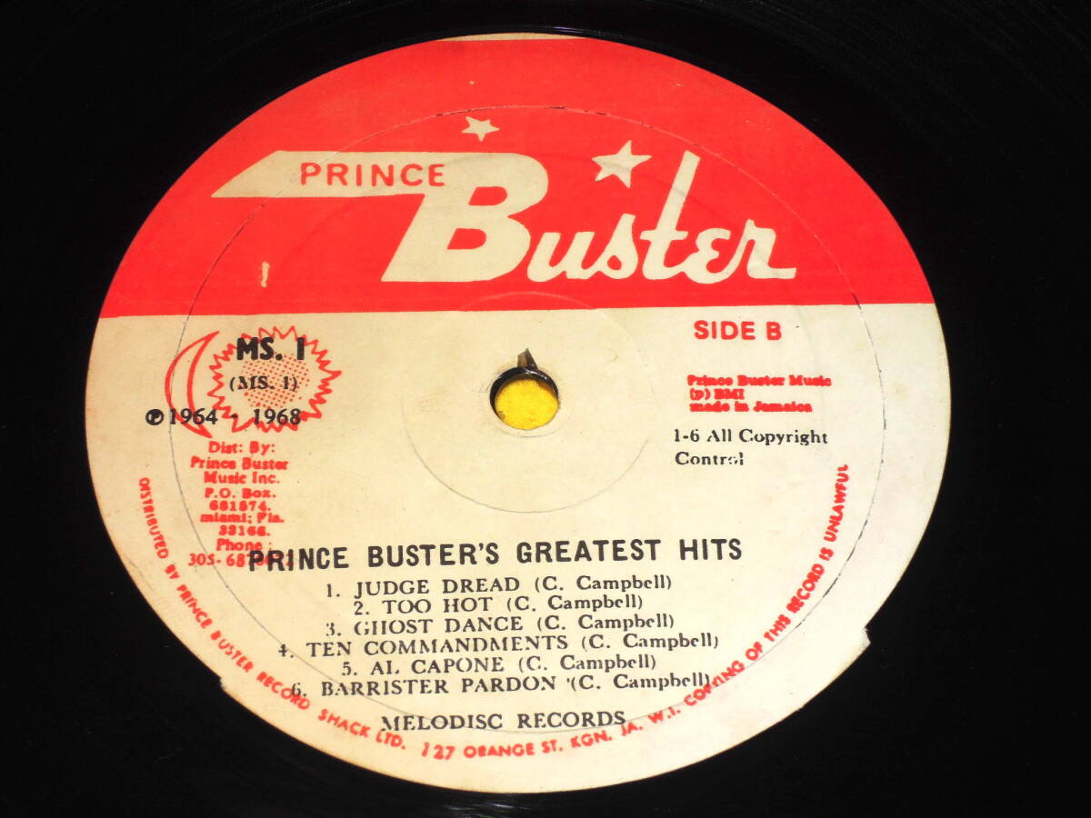 プリンス・バスター PRINCE BUSTER ジャマイカ盤 LP FABULOUS GREATEST HITS MS1 MS 1 スカ ロックステディ レゲエ SKA ROCKSTEADY REGGAEの画像5