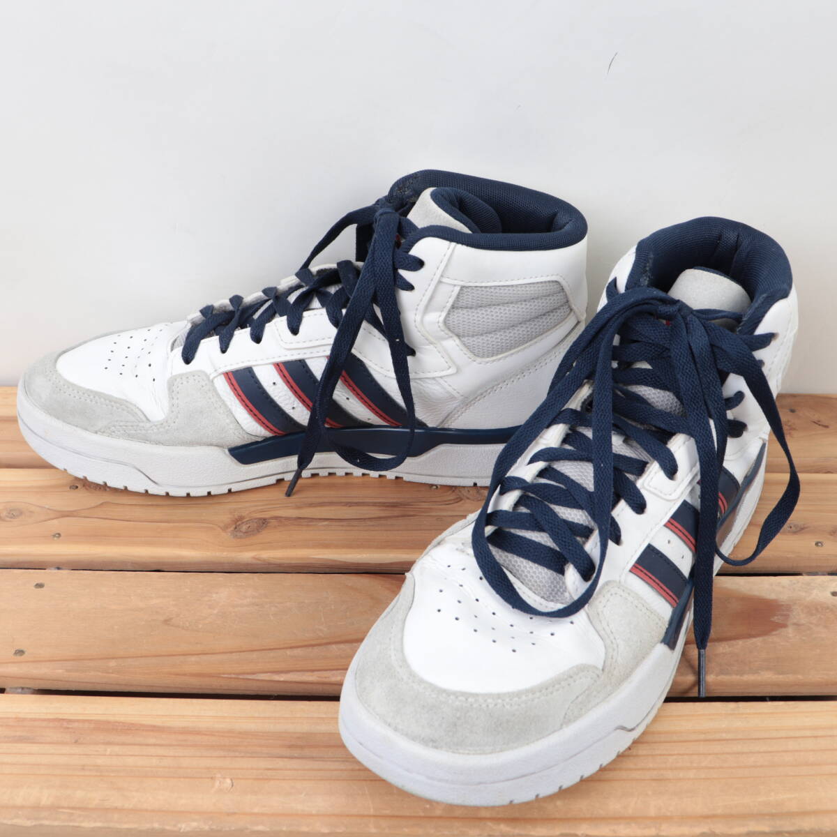z910 Adidas en trap mid US8 1/2 26.5cm/ white white navy blue red light gray adidas ENTRAP MID men's sneakers used 