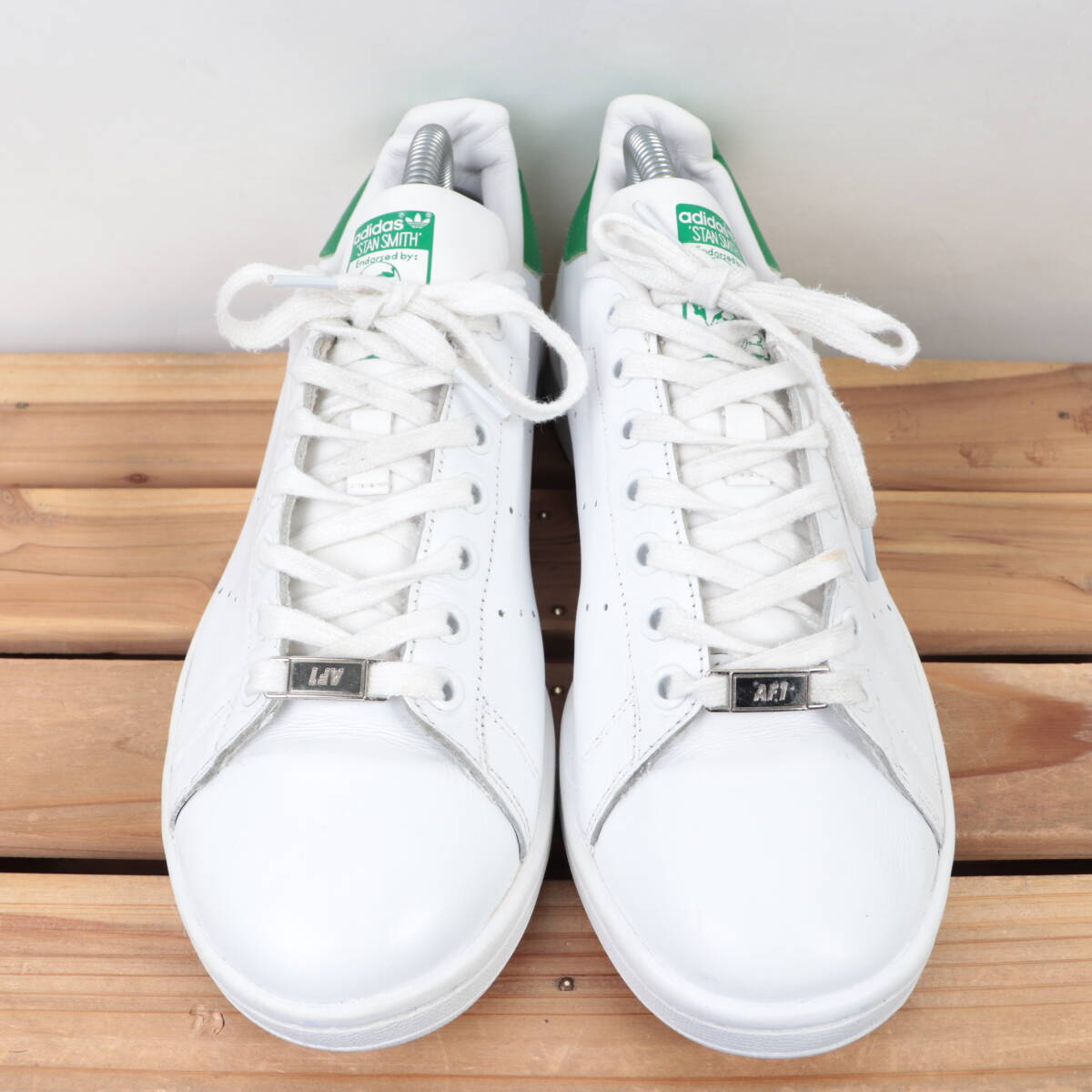 z1175 アディダス スタンスミス US8 26.0cm/白 ホワイト 緑 グリーン adidas STANSMITH メンズ スニーカー 中古_画像2