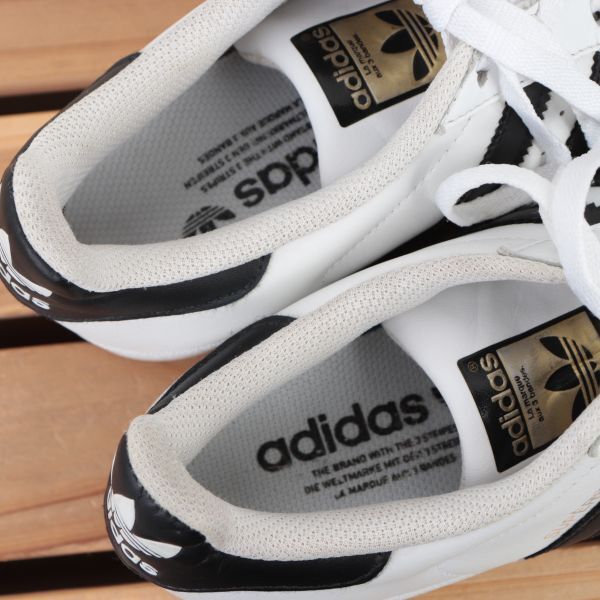 z850 アディダス スーパースター US7 25.0cm/白 ホワイト 黒 ブラック adidas SUPERSTAR メンズ ユニセックス スニーカー 中古_画像9