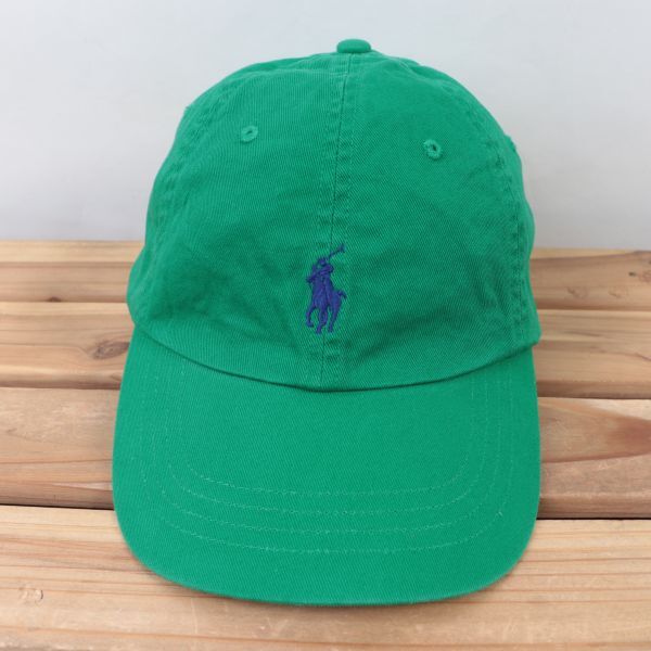 rlsc1【美品】ポロ ラルフローレン 緑 グリーン POLO RALPH LAUREN ポニー ワンポイント キャップ CAP 帽子 ブランド 中古 古着 正規品_画像2