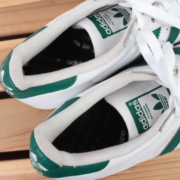 z1209 アディダス スーパースター US8 1/2 26.5cm/白 ホワイト 緑 グリーン adidas SUPERSTAR メンズ スニーカー 中古_画像8