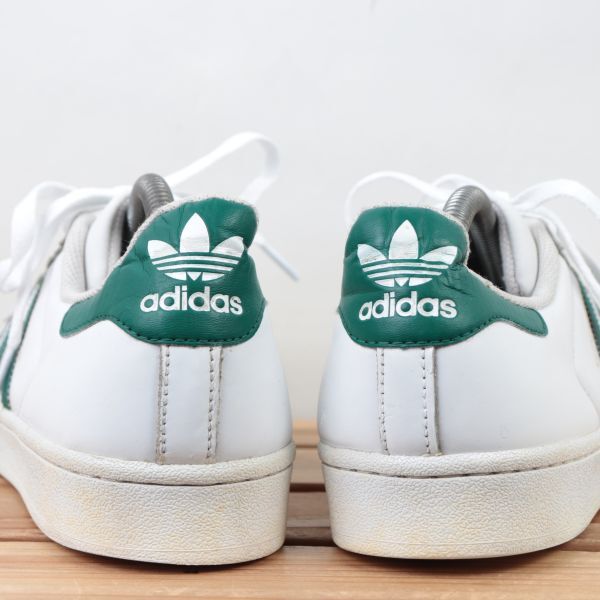 z1209 アディダス スーパースター US8 1/2 26.5cm/白 ホワイト 緑 グリーン adidas SUPERSTAR メンズ スニーカー 中古_画像4