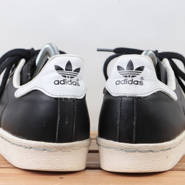 z1211 アディダス スーパースター US8 1/2 26.5cm/黒 ブラック 白 ホワイト adidas SUPERSTAR 80s メンズ スニーカー 中古_画像4