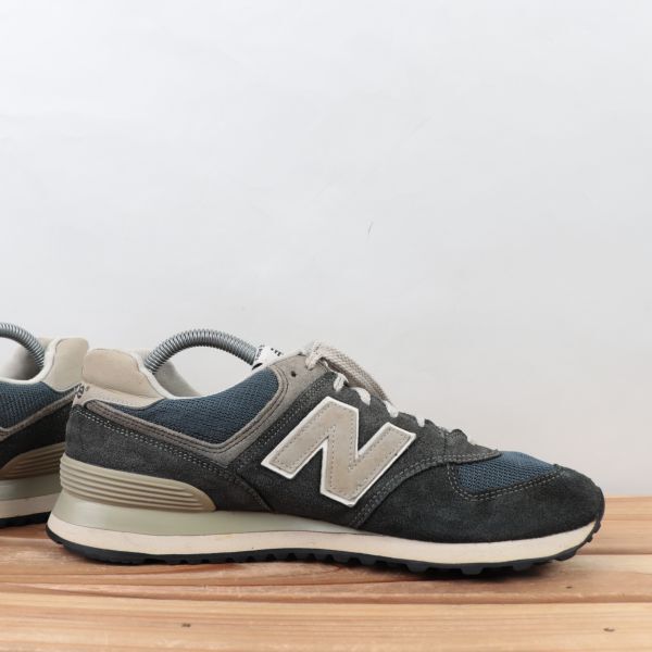 z1285【574】ニューバランス US9.5 27.5cm/紺 ネイビー 灰 グレー newbalance メンズ スニーカー 中古の画像5