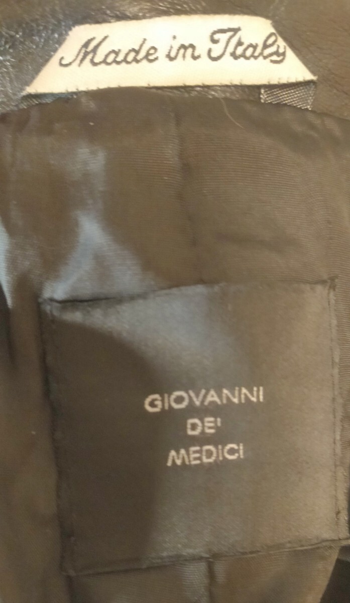 GIOVANNI DE' MEDICI ラムレザーテーラードジャケット 羊革 レザージャケット ブラック 黒 イタリー製_画像8