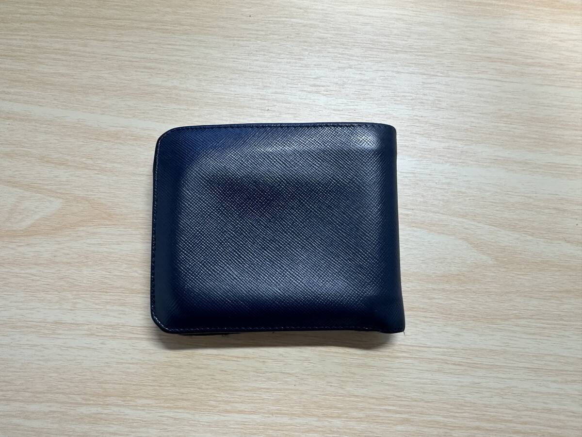 【1円スタート 美品】PRADA 二つ折り財布 サフィアーノ ブルー プラダの画像2