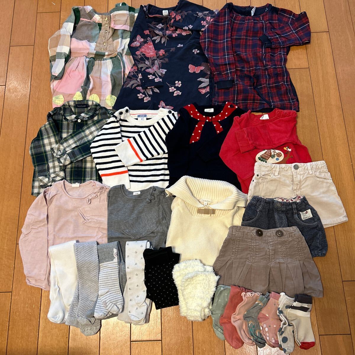 Petit Bateau,Ralf Lauren,ZARA, small jam,H&M. One-piece, skirt, tops, tights, socks etc. size girl 90~95