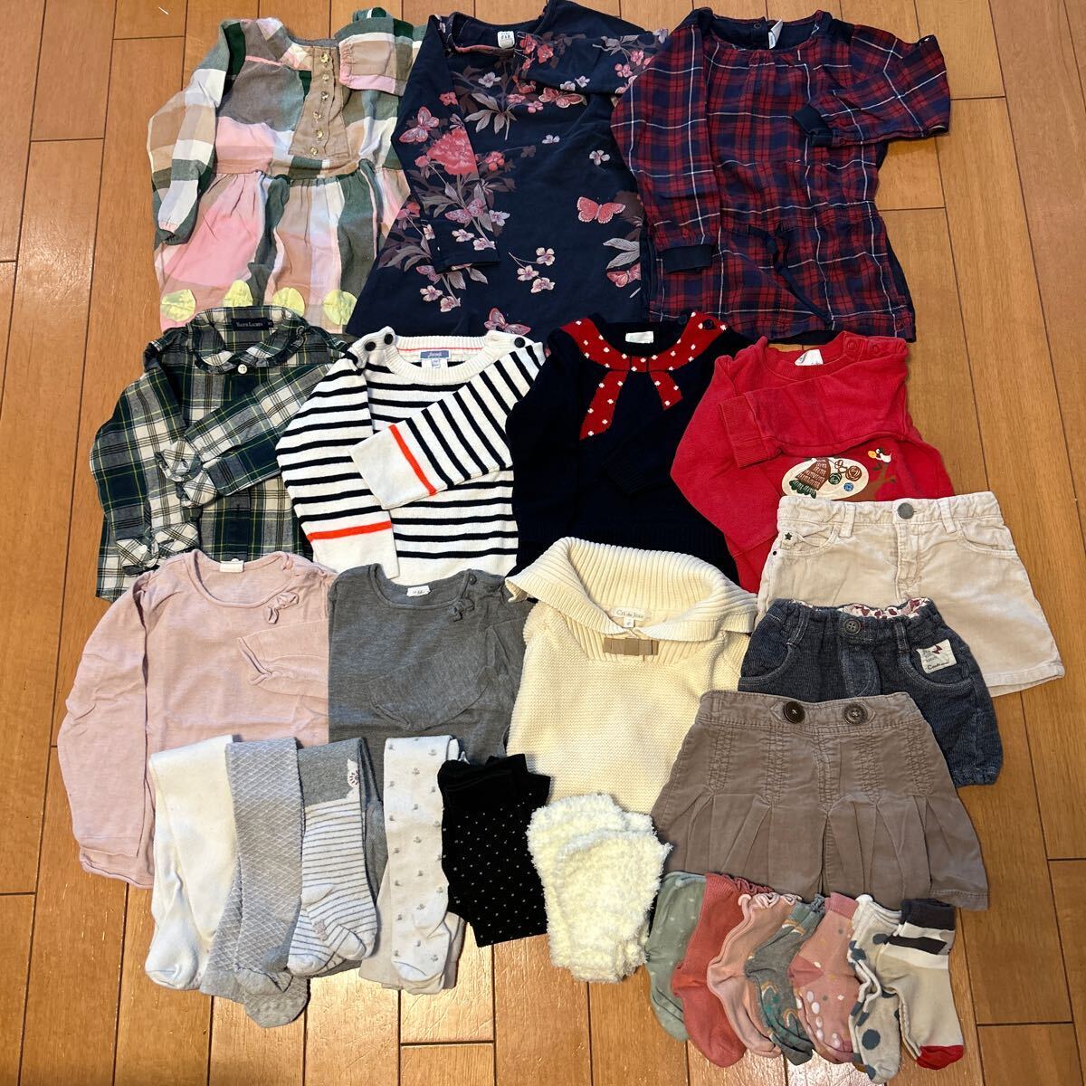 Petit Bateau、Ralf Lauren、ZARA、プチジャム、H&Mのワンピース、スカート、トップス、タイツ、靴下等　サイズ女の子 90〜95_画像1