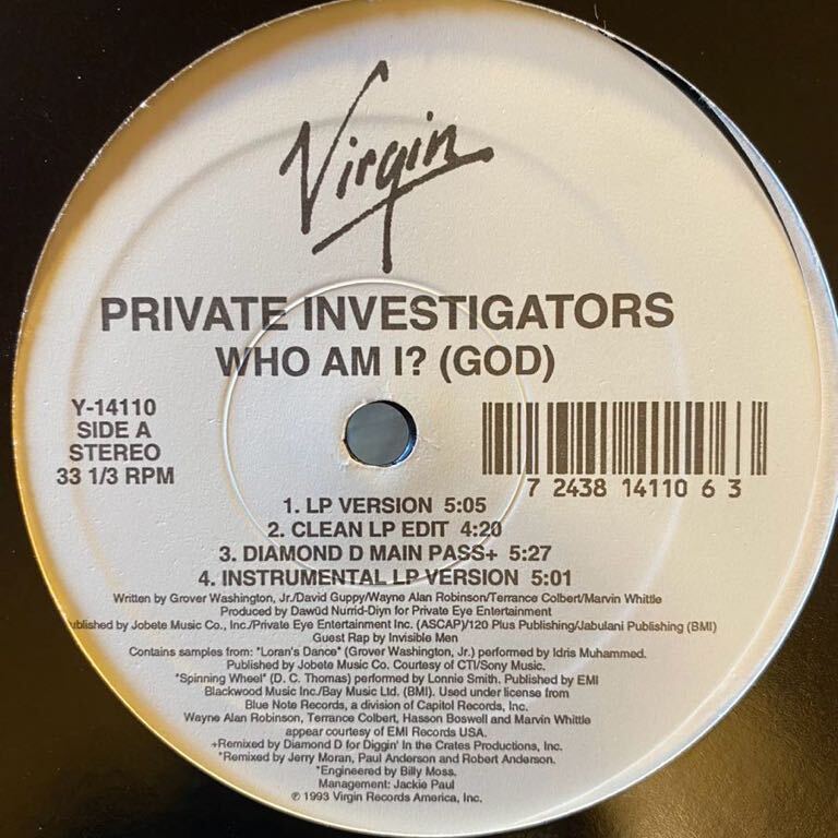 Private Investigators - Who Am I? (God) DIAMOND D REMIX収録 1993 HIPHOP Lonnie Smith /Spinning Wheel SAMPLING_画像2