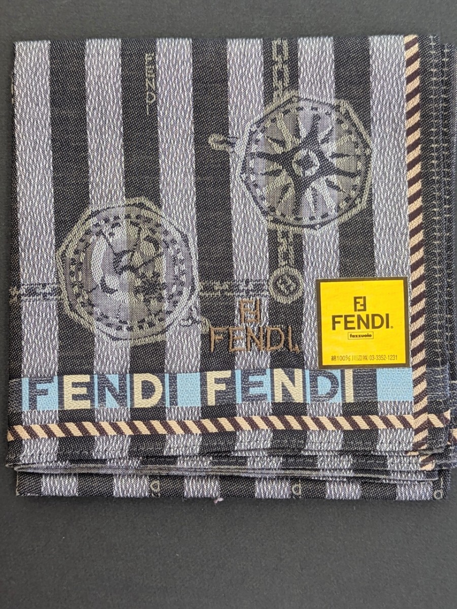 **** 1 jpy start FENDI unused handkerchie 48.5×48.5cm Fendi 