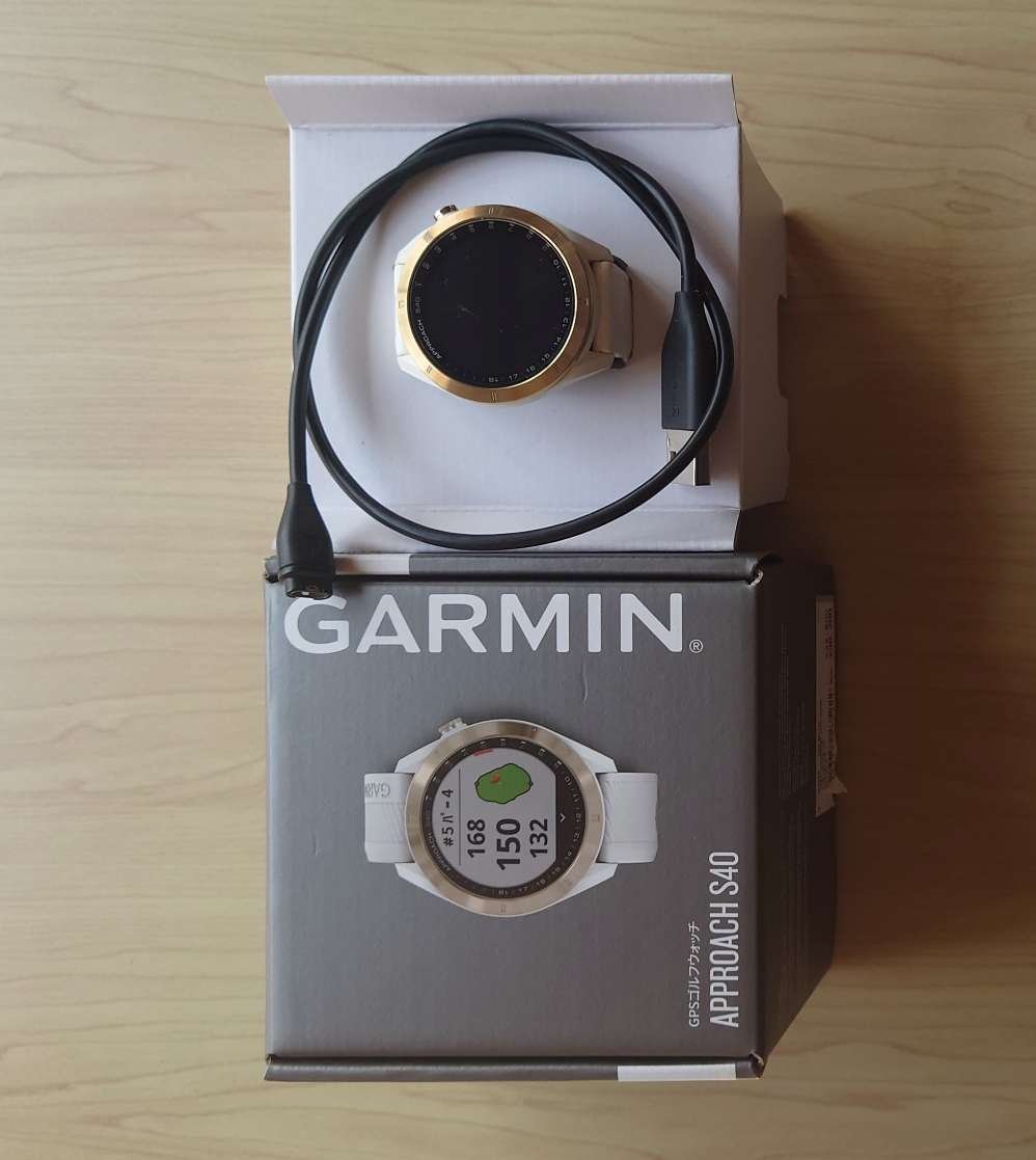 Used GARMIN/ガーミン APPROACH S40 アプローチ GPS ゴルフウォッチ ホワイト & CT10 & Tour B JGR おまけ_画像1