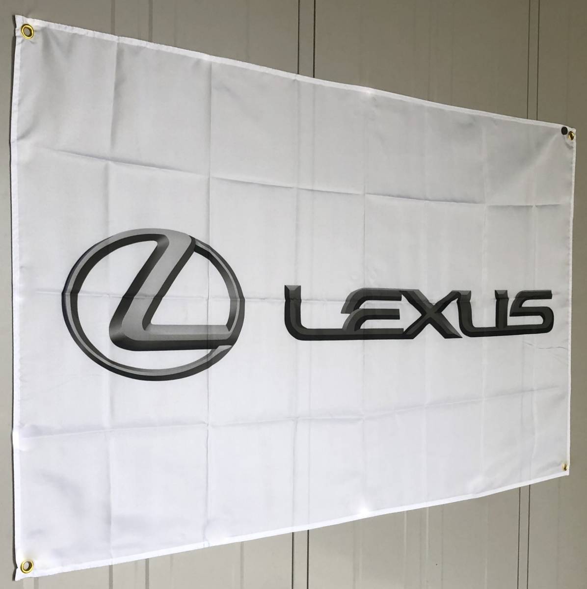 ★ガレージ装飾仕様★ 3Dエンブレム LE03 レクサスフラッグ レクサス旗 ガレージ雑貨 LEXUS ポスター ミニカー 中古車 旗 フラッグ_画像2