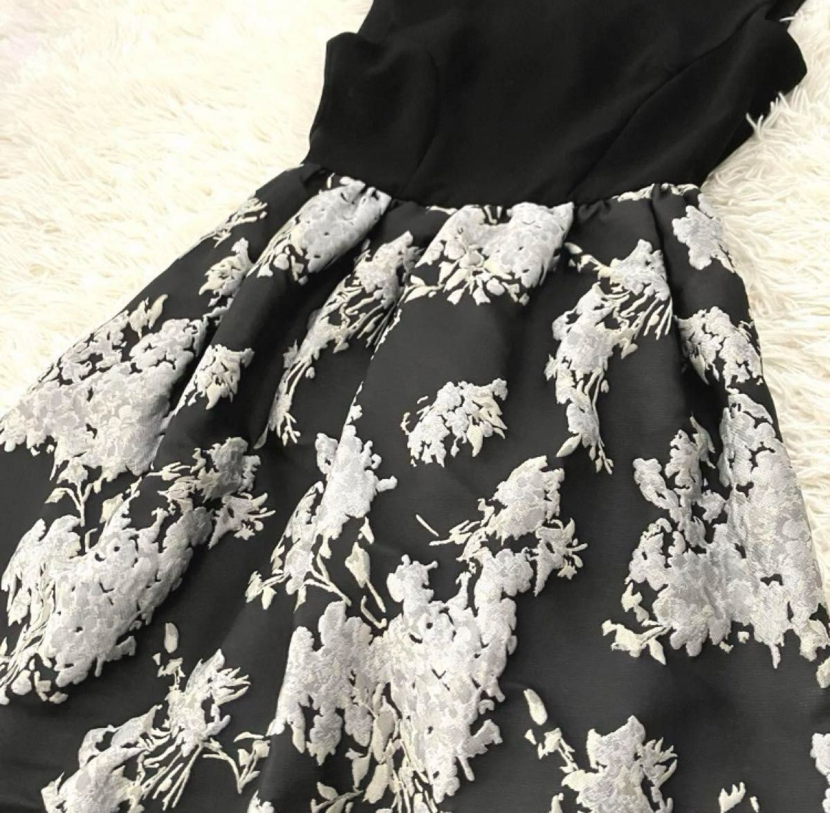極美品】セルフォード ジャガードドッキングワンピース ブラック 極美品】セルフォード ジャガードドッキングワンピース ブラック