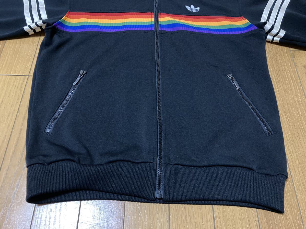 adidas デサント レインボー トラックジャケット L XL ブラック 黒 アディダス 80s 90s ビンテージ ジャージ 美品