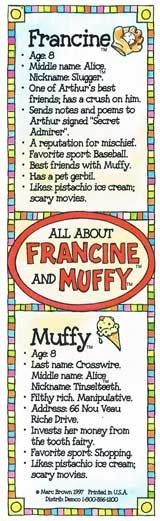 　☆SALE!☆アーサー　ブックマーク Francine and Muffy 71f　Arthur pbs kids　【メール便なら送料込】　_画像2