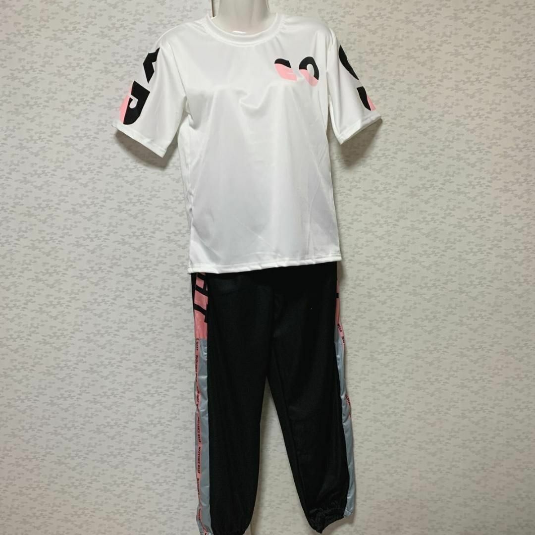  белый × черный XL женский выставить короткий рукав длинные брюки верх и низ в комплекте белый чёрный спорт тренировочный тренировка салон одежда 