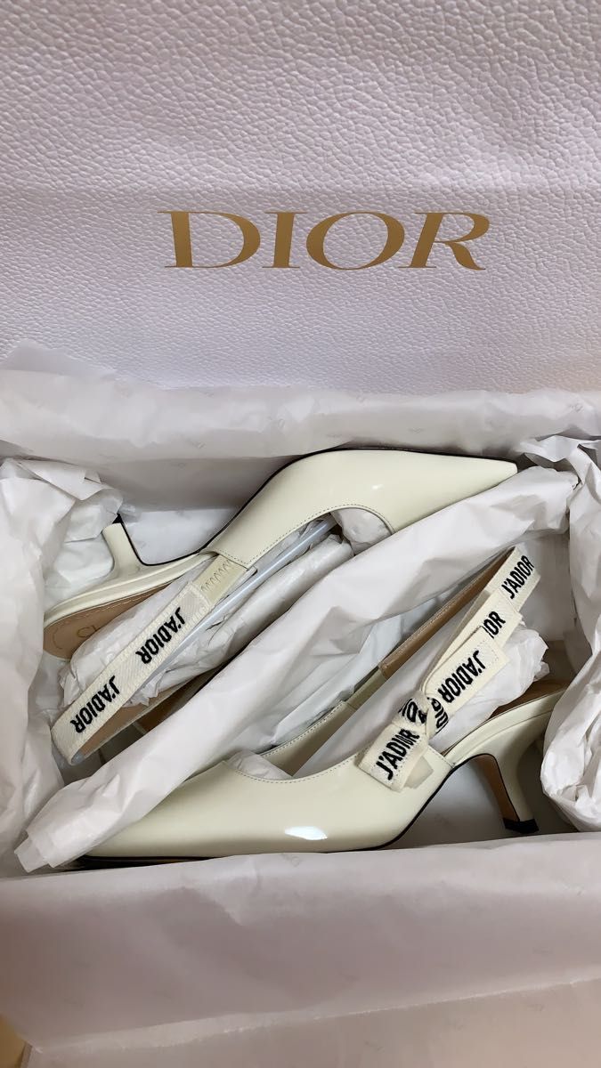 Dior J'Adior スリングバックパンプス ホワイト シューズ 靴 白 Dior J'Adior スリングバックパンプス ホワイト シューズ 靴 白