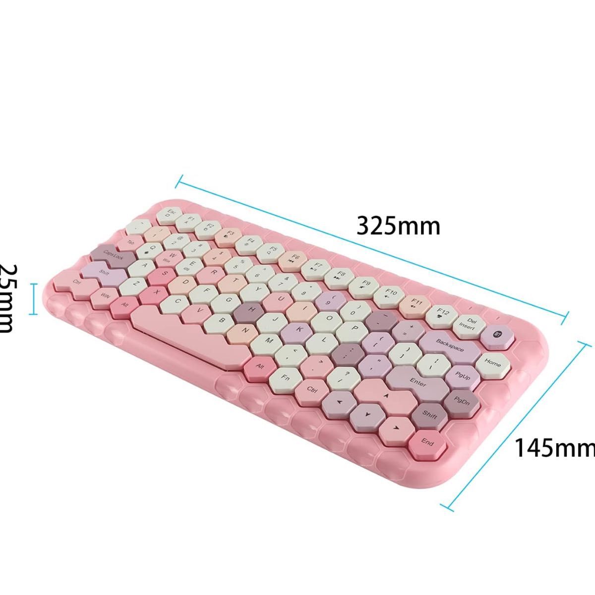 Bluetooth5.1キーボード コンパクト＆テンキーレス バッテリー給電 小型 ピンク