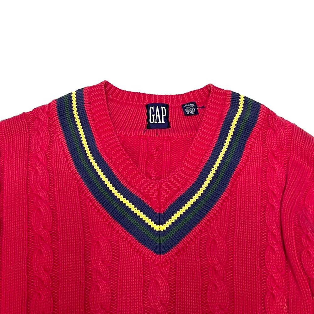 [ бесплатная доставка ]90s OLD GAP pre pi- хлопок вязаный V шея свитер vintage б/у одежда Old school 