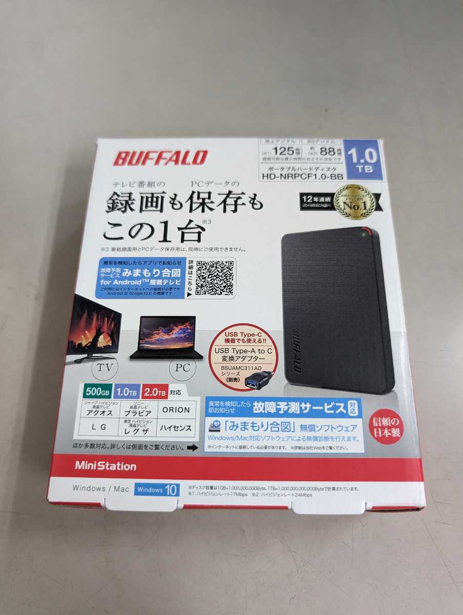 BUFFALO HD-NRPCF1.0-BB ポータブルハードディスク 1.0TB 新品_画像1