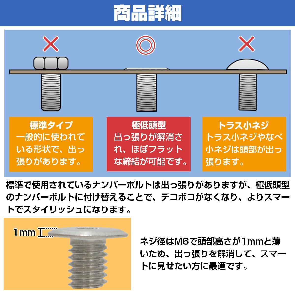 ナンバーボルト 盗難防止 3本 ベンツ W204 W447 W463 W176 W246 W211 W212 W213 W220 W221 W222 W218 W219 CLS GLAGLK SL GL SLK CLA AMGの画像3