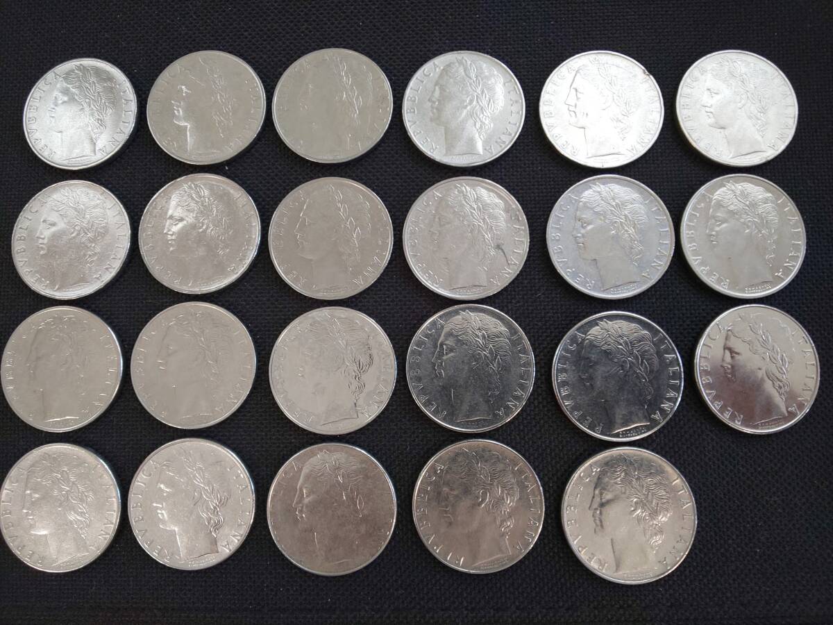 イタリア 100リラ硬貨 23枚おまとめ 1950年代～80年代 合計2300リラ 2310A-068 外国古銭 小銭 コインの画像6
