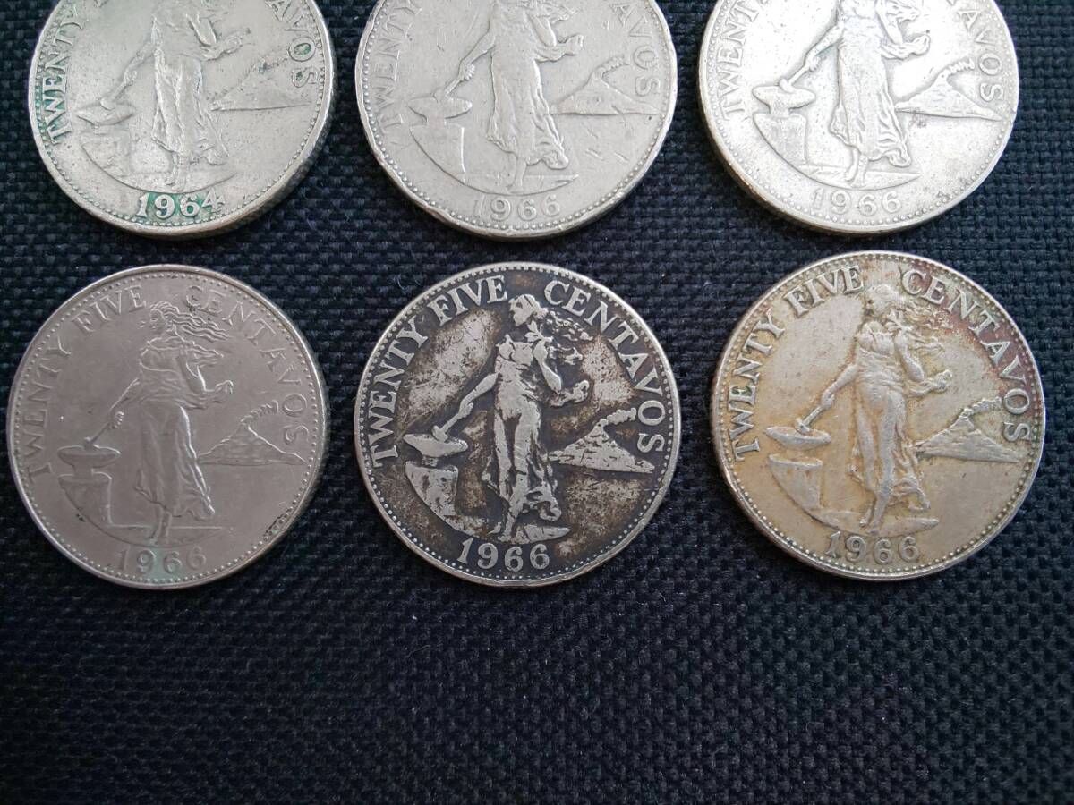 フィリピン 25センタボ硬貨 6枚おまとめ 1960年代 2310A-070 洋銀貨 外国古銭 コインの画像3