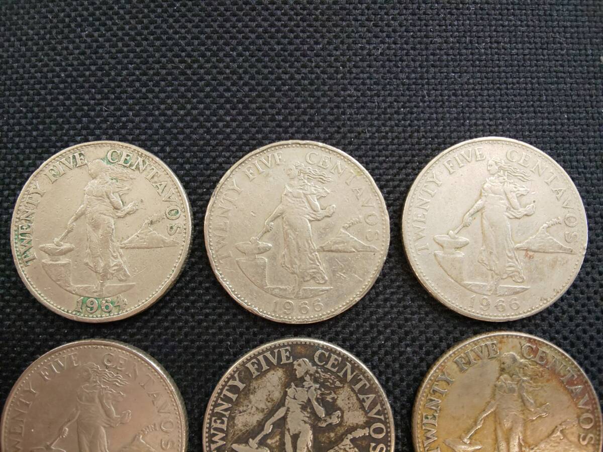 フィリピン 25センタボ硬貨 6枚おまとめ 1960年代 2310A-070 洋銀貨 外国古銭 コインの画像2