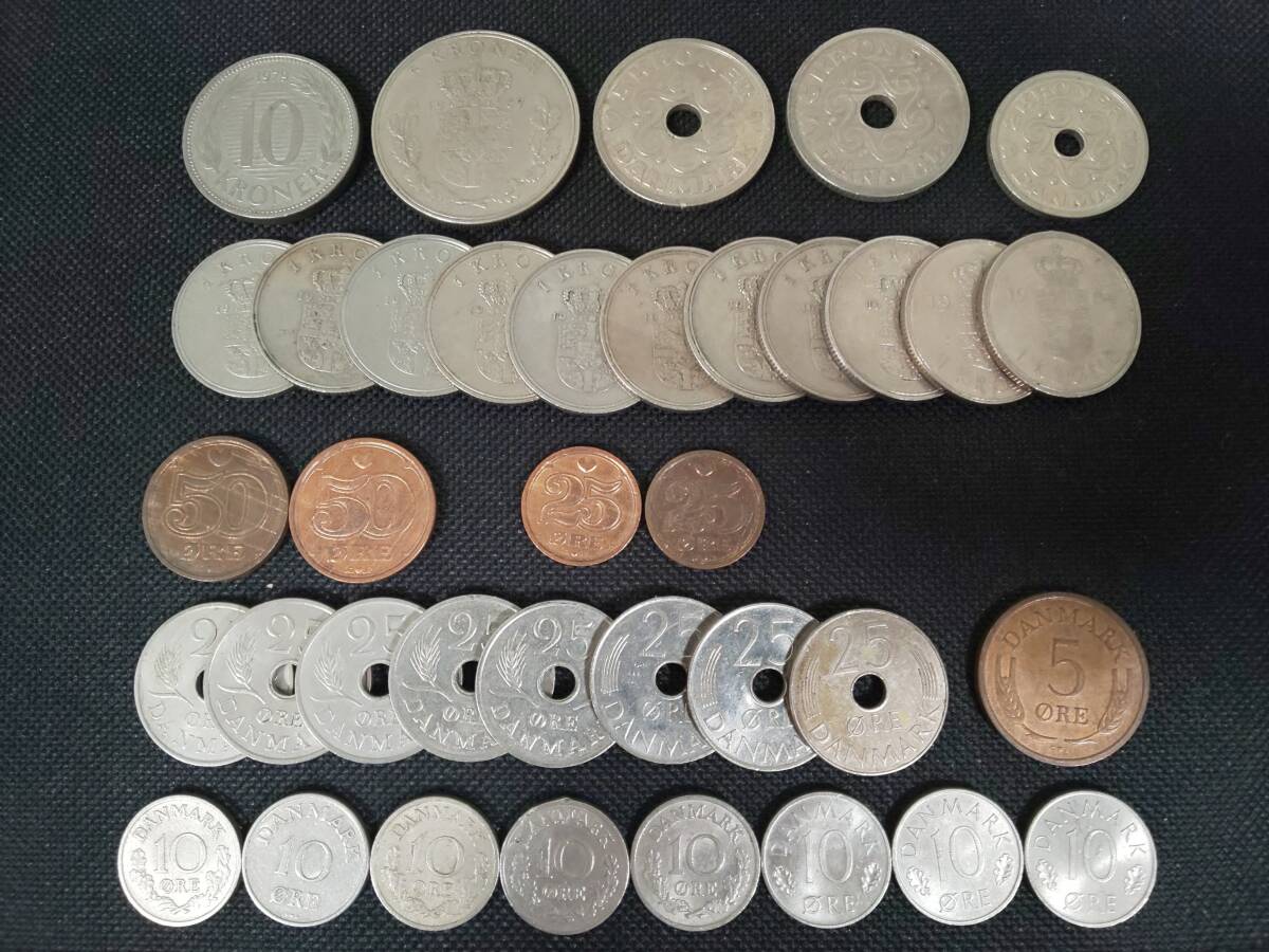 デンマーククローネ硬貨おまとめ 合計約42クローネ 0.2kg 2310B-010 外国硬貨 小銭 コイン ハート 幸せを呼ぶの画像1