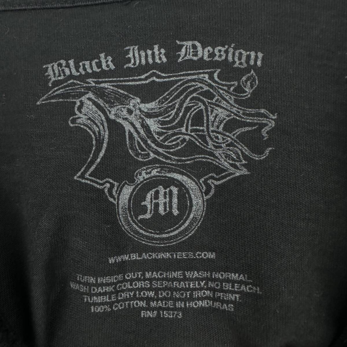 Black ink Design AIR BORNE Tシャツ　ブラック　Sサイズ　ユニセックス　スカルT 髑髏T ビックプリント　小さめ