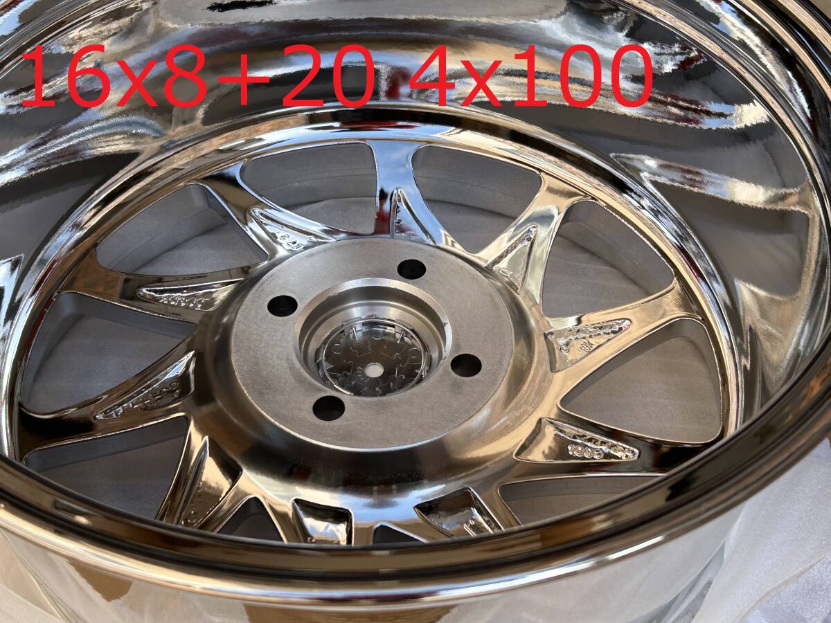 新品！Whistler KR7 16x8J+20 4H PCD100 Vopper Chrome クロームメッキ USDM 深リム Hellaflush_画像5